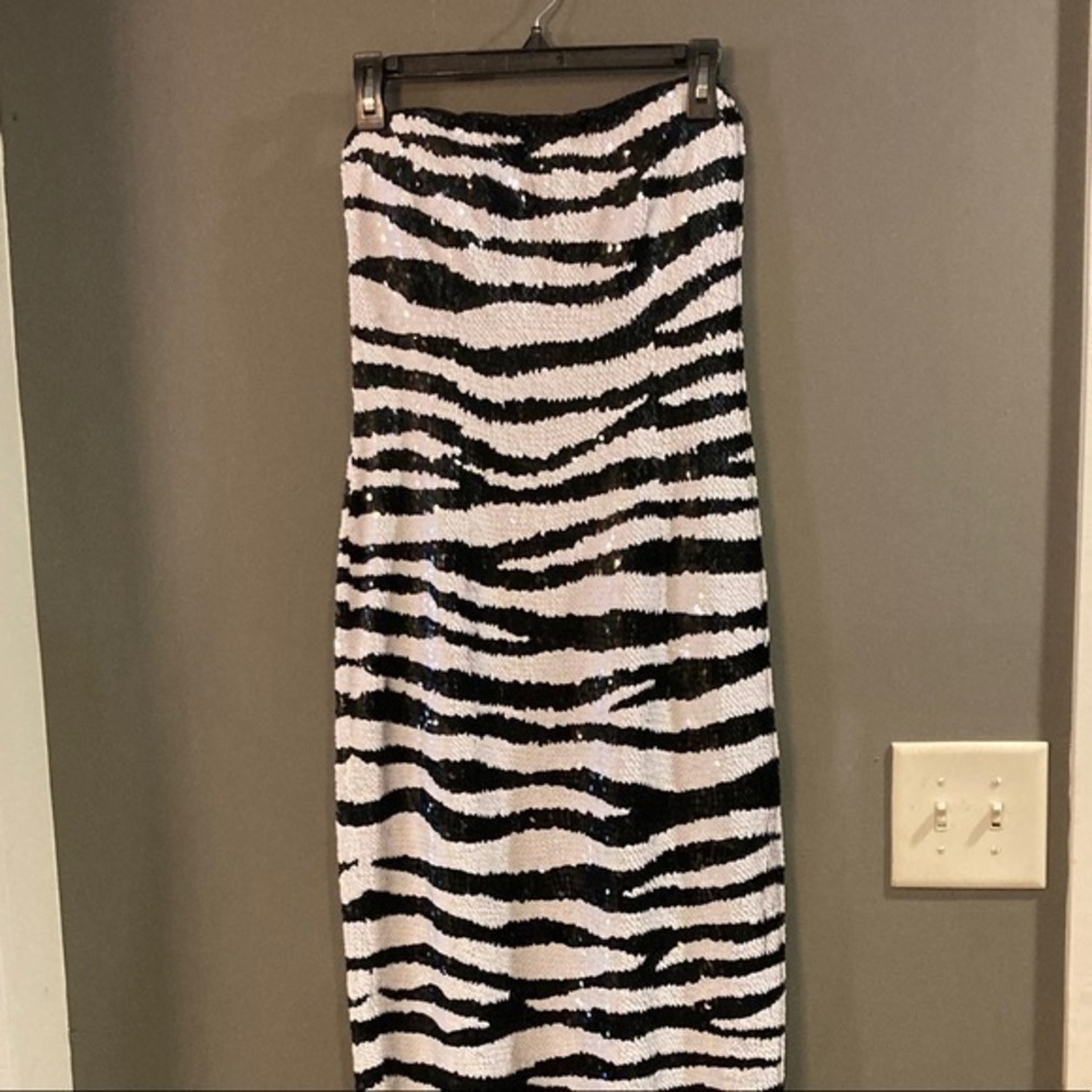 Black and White Sequin Prom Dress